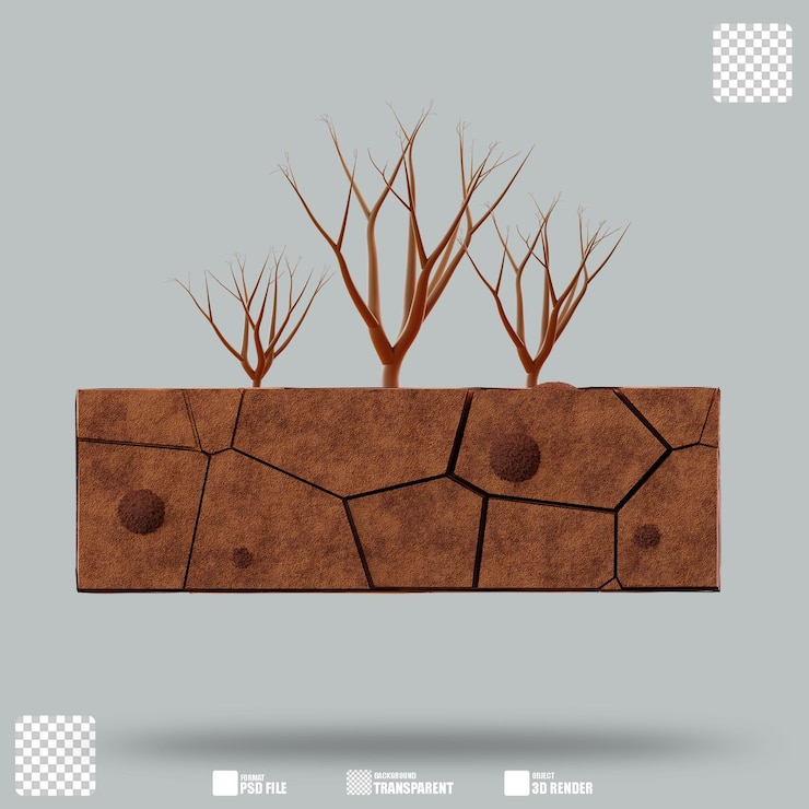 PSD ilustração 3d seca 2