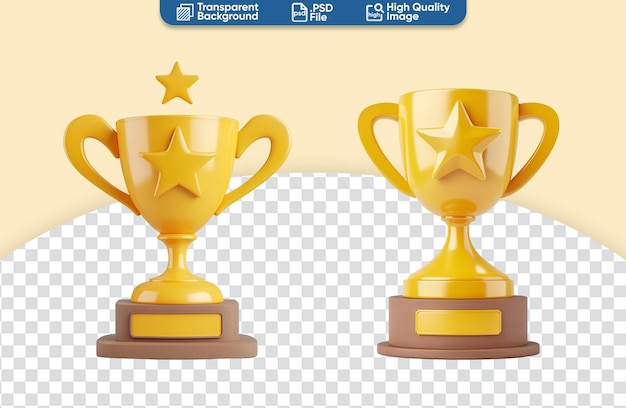 Ilustração 3d simples de um ícone de desenho animado do troféu estrela amarela