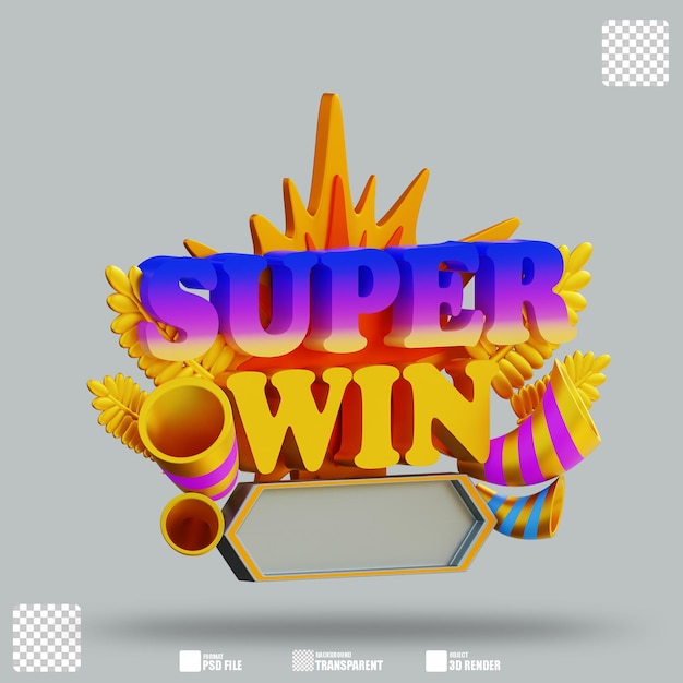 PSD ilustração 3d super win 3