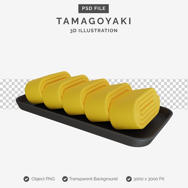 PSD ilustração 3d tamagoyaki