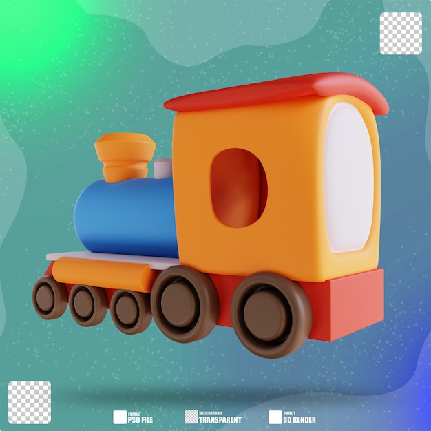 PSD ilustração 3d trem de brinquedo 2