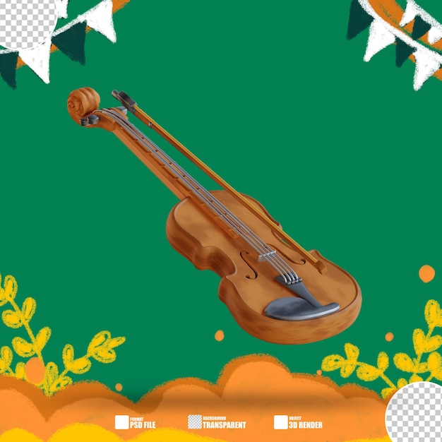 PSD ilustração 3d um violino 4