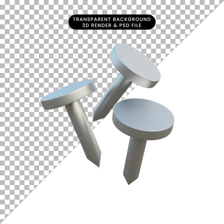 PSD ilustração 3d unhas de objeto simples