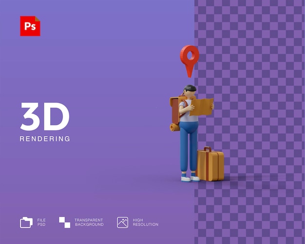 Ilustração 3d viajando