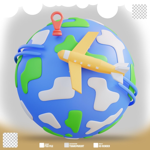 ilustração 3d viajar ao redor do mundo 3