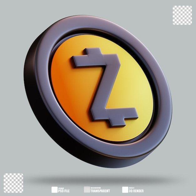 PSD ilustração 3d zcash 3