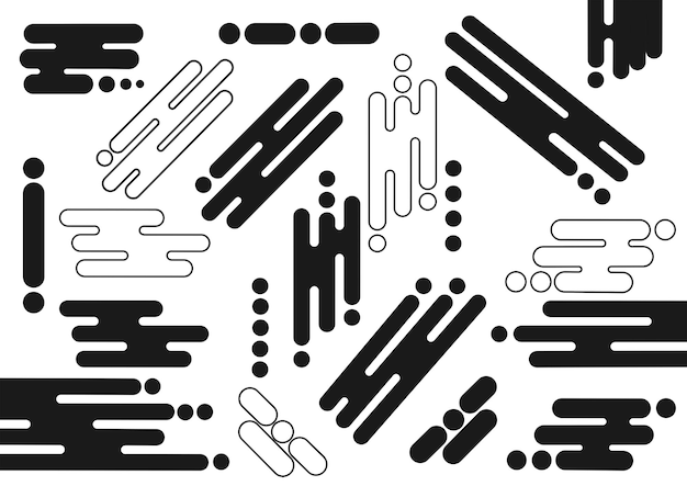 Ilustração abstrata vetorial de nuvens planas Colecção de linhas tribais tradicionais asiáticas de nuvens