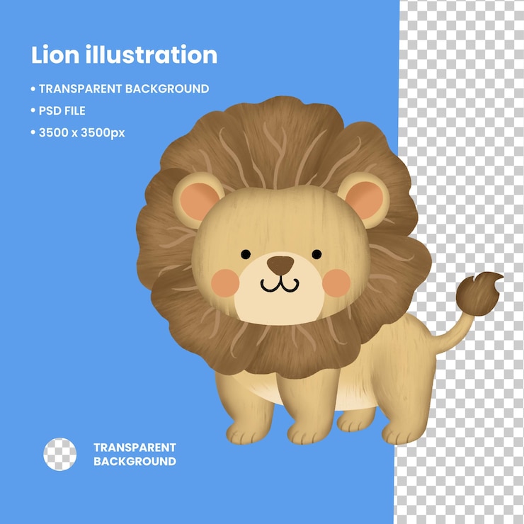 PSD ilustração bonita de um leão