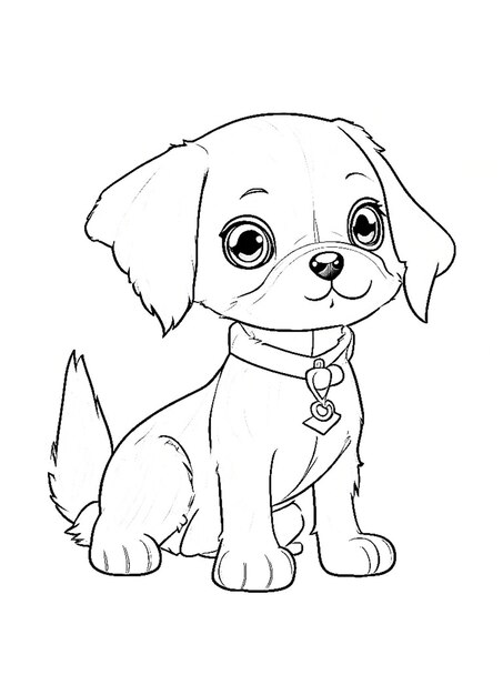 PSD ilustracao cachorro para colorir