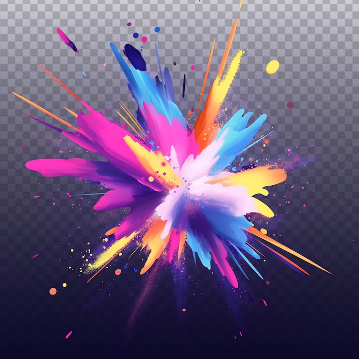 PSD ilustração colorida de explosão com desenho de flor de estrela