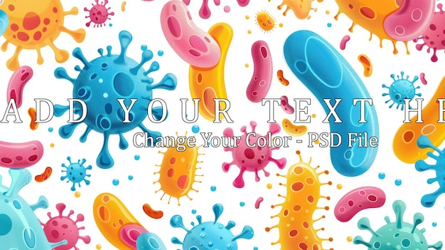 Ilustração colorida de microorganismos