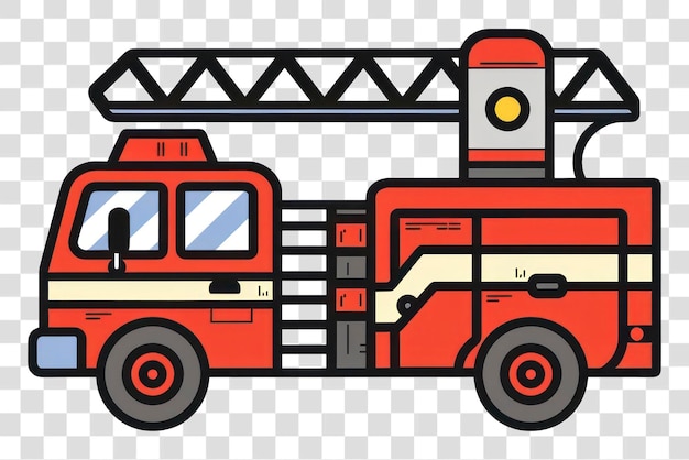 Ilustração colorida de um caminhão de bombeiros PNG