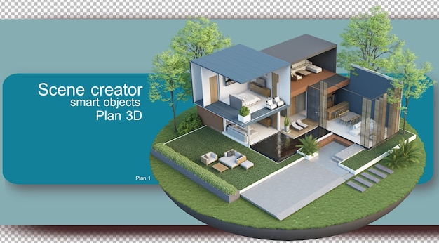 Ilustração da planta e arquitetura do interior