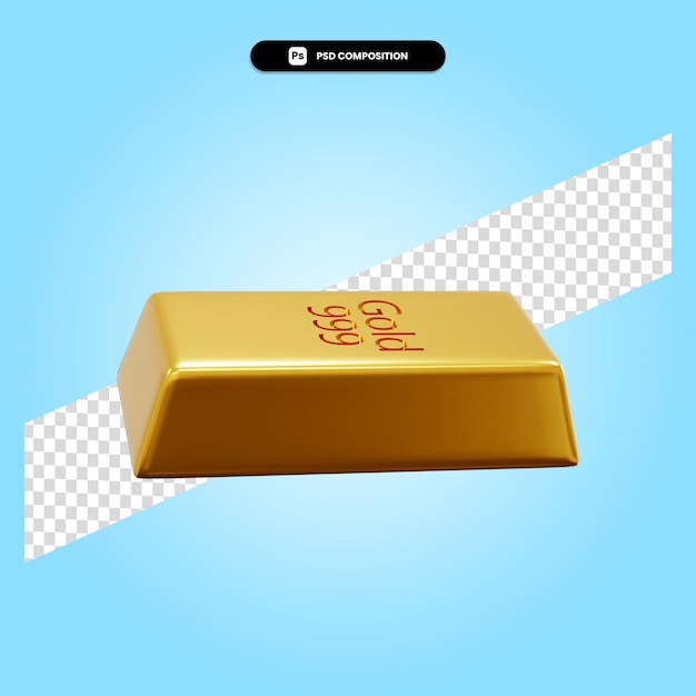 Ilustração da renderização 3D da barra de ouro isolada