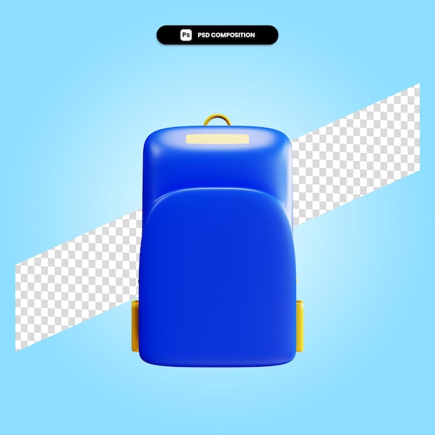 Ilustração da renderização 3d da mochila escolar isolada