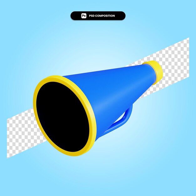 Ilustração da renderização 3d do megafone isolada