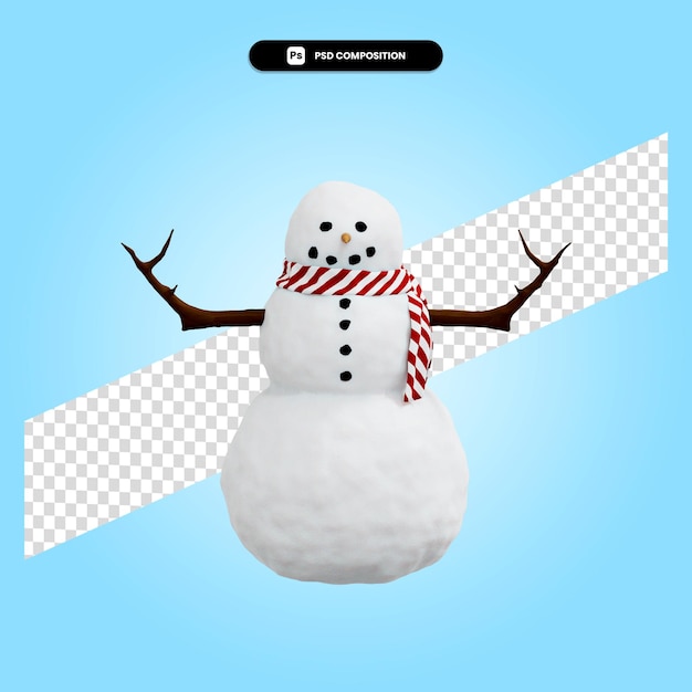 Ilustração da renderização 3d do natal do boneco de neve isolada