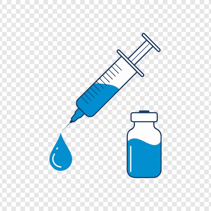 PSD ilustração da seringa médica e do frasco