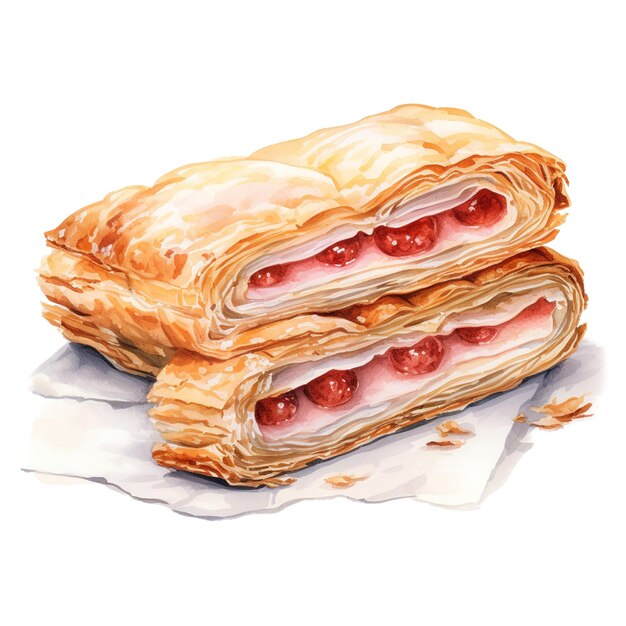 PSD ilustração de alimentos strudel aquarela estilo ai gerado