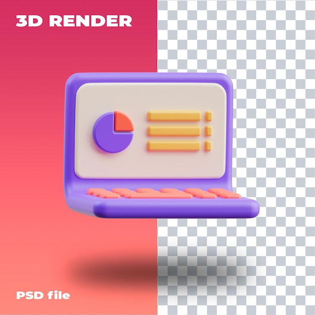 Ilustração de análise psd renderização 3d ícone 3d