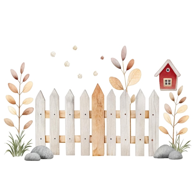 Ilustração de aquarela de cerca de campo para crianças roupas e impressões clipart isolado