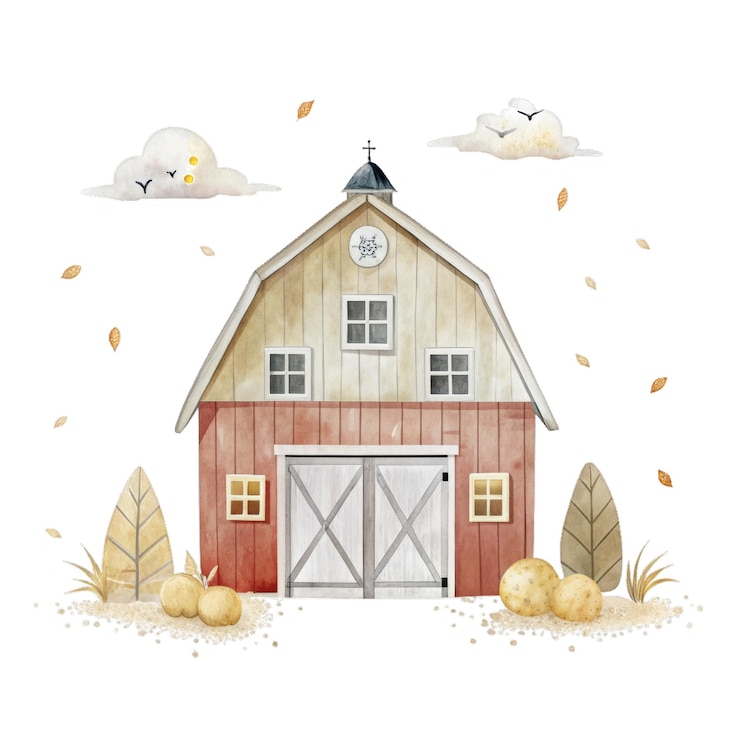 PSD ilustração de aquarela de fazenda para crianças roupas e impressões clipart isolado