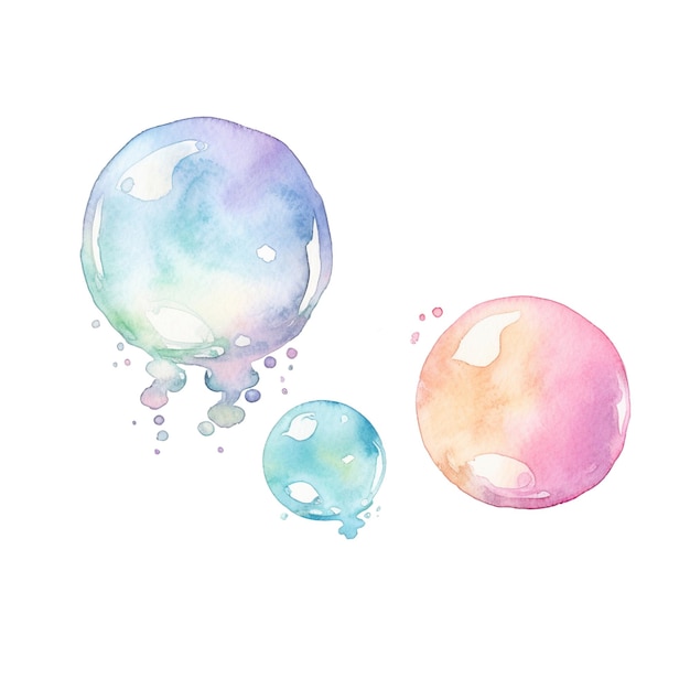 PSD ilustração de aquarela isolada de bolhas de sabão