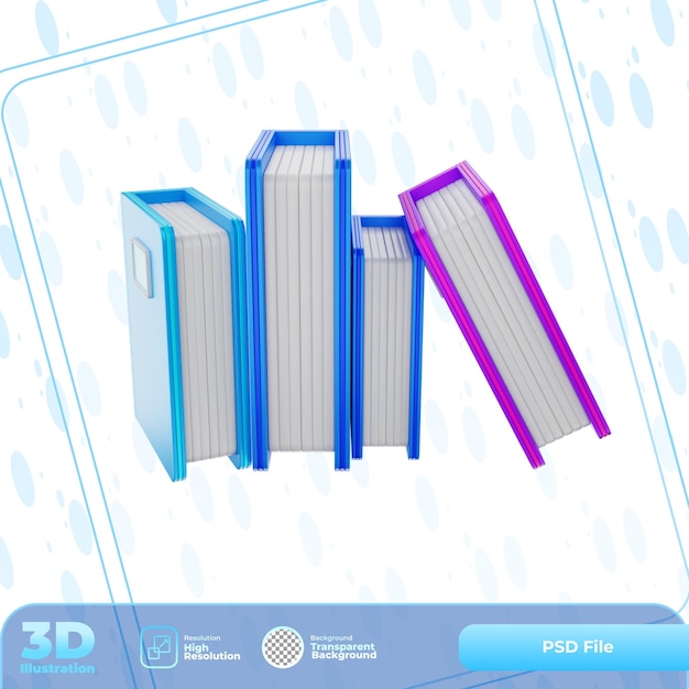 PSD ilustração de arranjo de livro de renderização 3d
