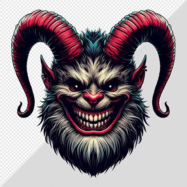 Ilustração de arte vetorial hiperrealista diabo krampus emoticon emoji avatar fundo transparente