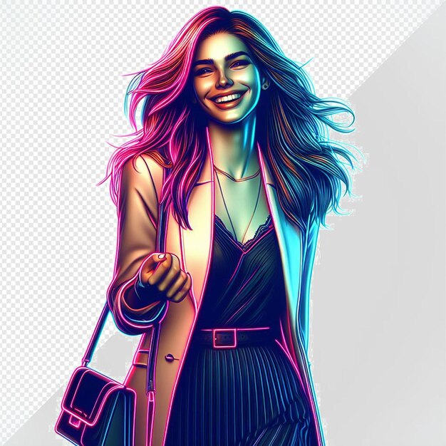 PSD ilustração de arte vetorial hiperrealista mulher de negócios moderna senhora isolada fundo transparente