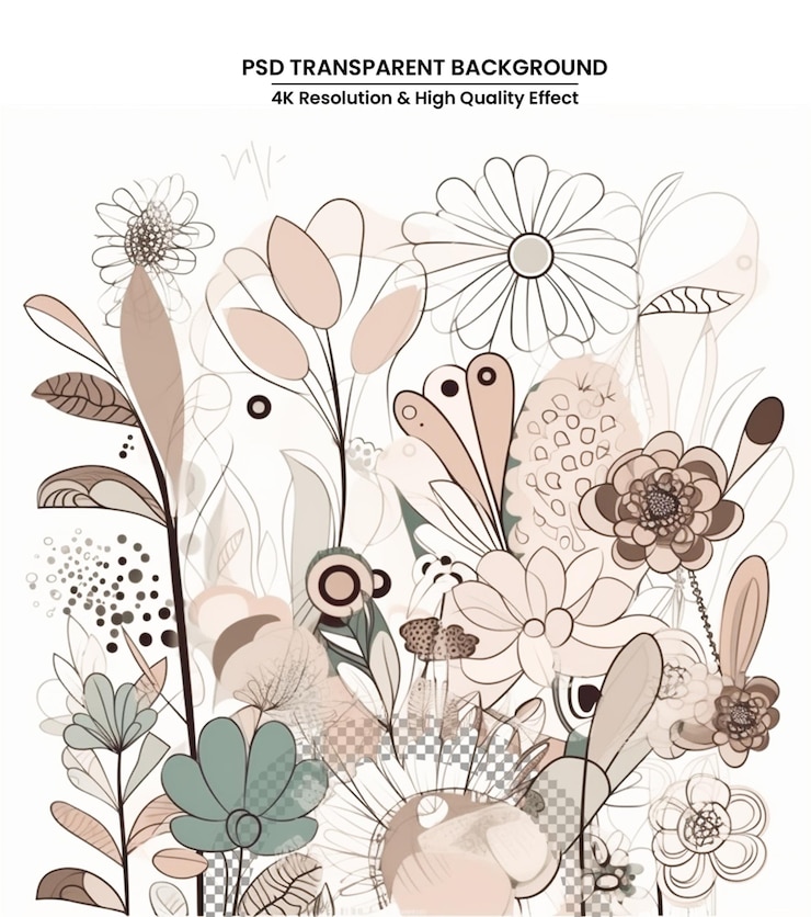 PSD ilustração de arte vetorial plana de buquê de flores