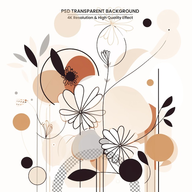 PSD ilustração de arte vetorial plana de buquê de flores