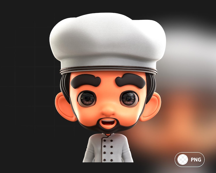 PSD ilustração de avatar 3d do chef masculino