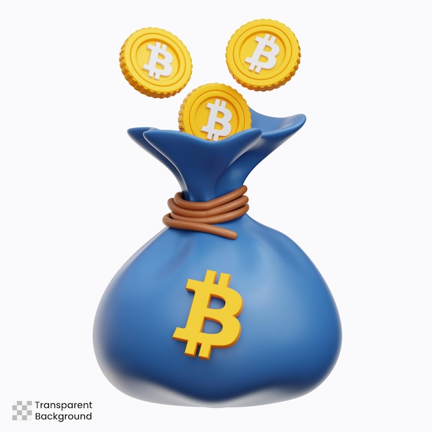 Ilustração de Bitcoin Bag 3d