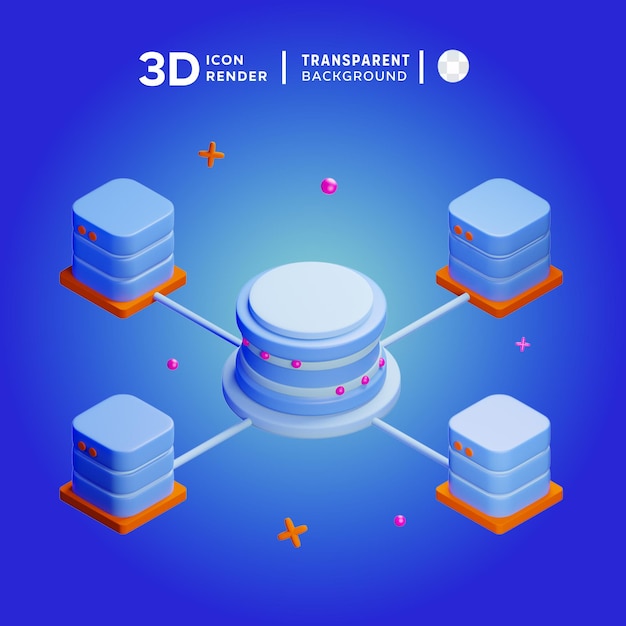 PSD ilustração de blockchain de ícone 3d