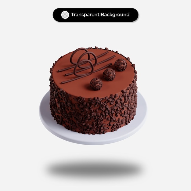 Ilustração de bolo de chocolate de renderização 3d