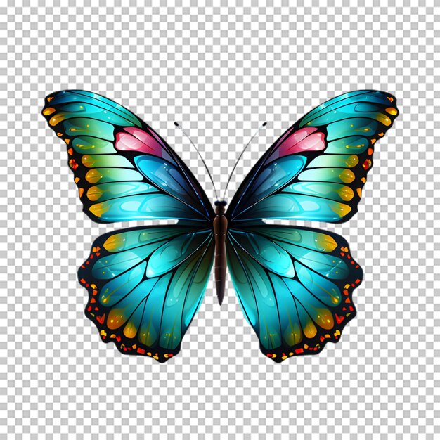 PSD ilustração de borboleta colorida em fundo transparente