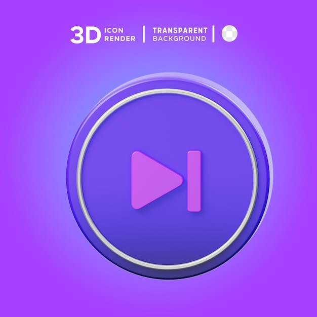 Ilustração de botão de música de ícone 3d