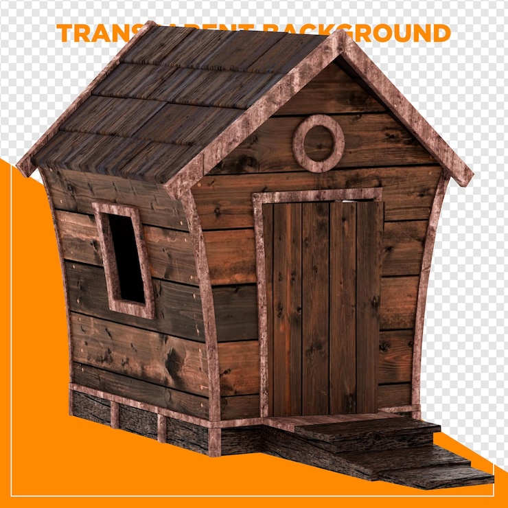 PSD ilustração de cabana de madeira rústica com fundo transparente