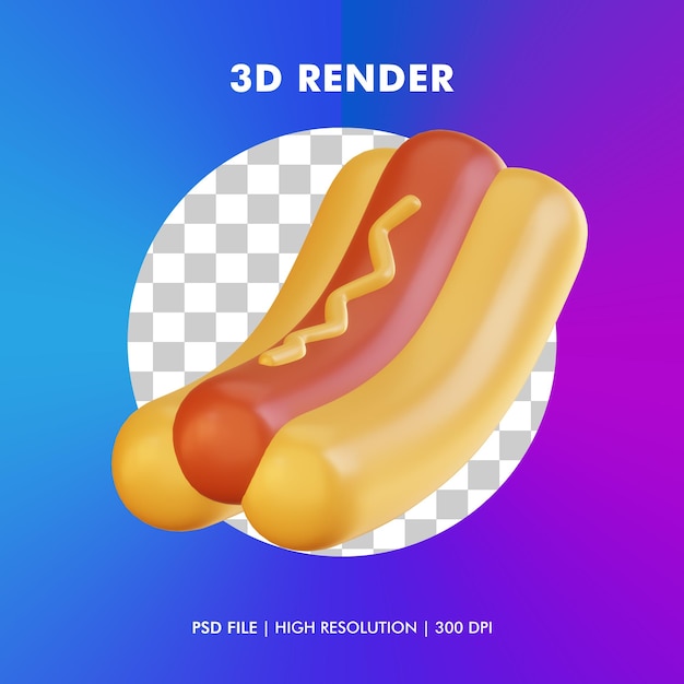 Ilustração de cachorro-quente 3d isolada