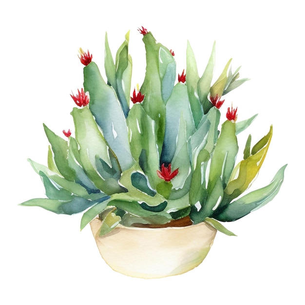 PSD ilustração de cactus a aquarela elemento de design desenhado à mão isolado em um fundo branco
