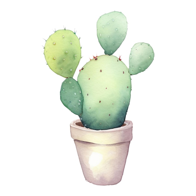 Ilustração de cactus a aquarela elemento de design desenhado à mão isolado em um fundo branco