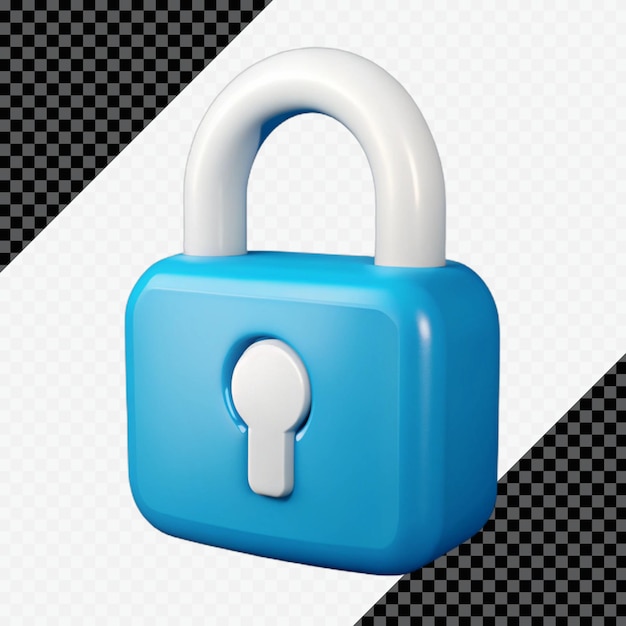 Ilustração de cadeado azul 3D