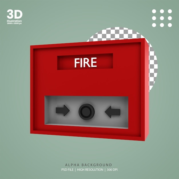 Ilustração de caixa de incêndio renderizada em 3d