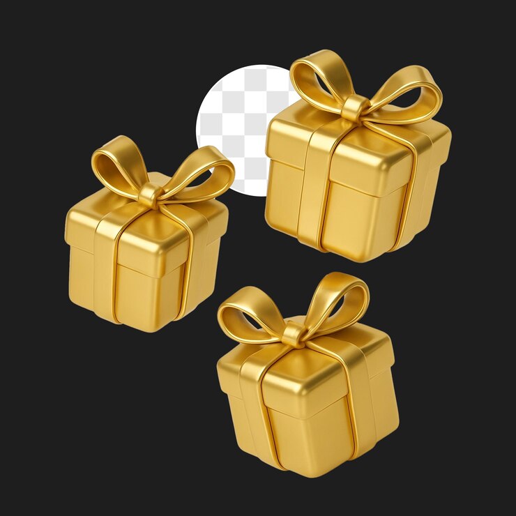 PSD ilustração de caixa de presente 3d em cor dourada com estilo elegante ideal para celebrações, promoções ou festas