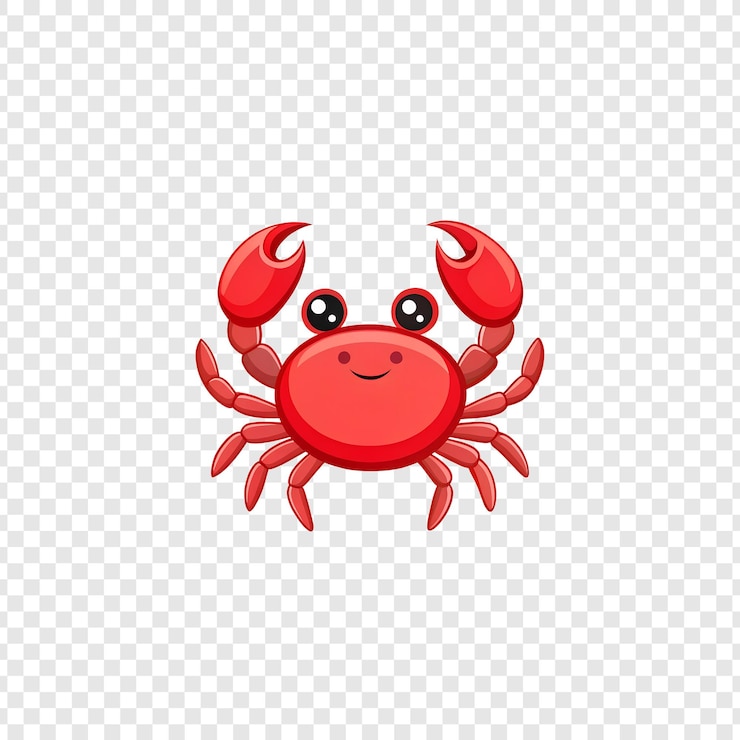 PSD ilustração de cartoon de caranguejo sorridente com garras vermelhas e rosto amigável