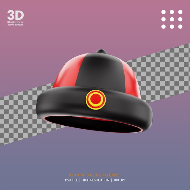 PSD ilustração de chapéu chinês de renderização 3d