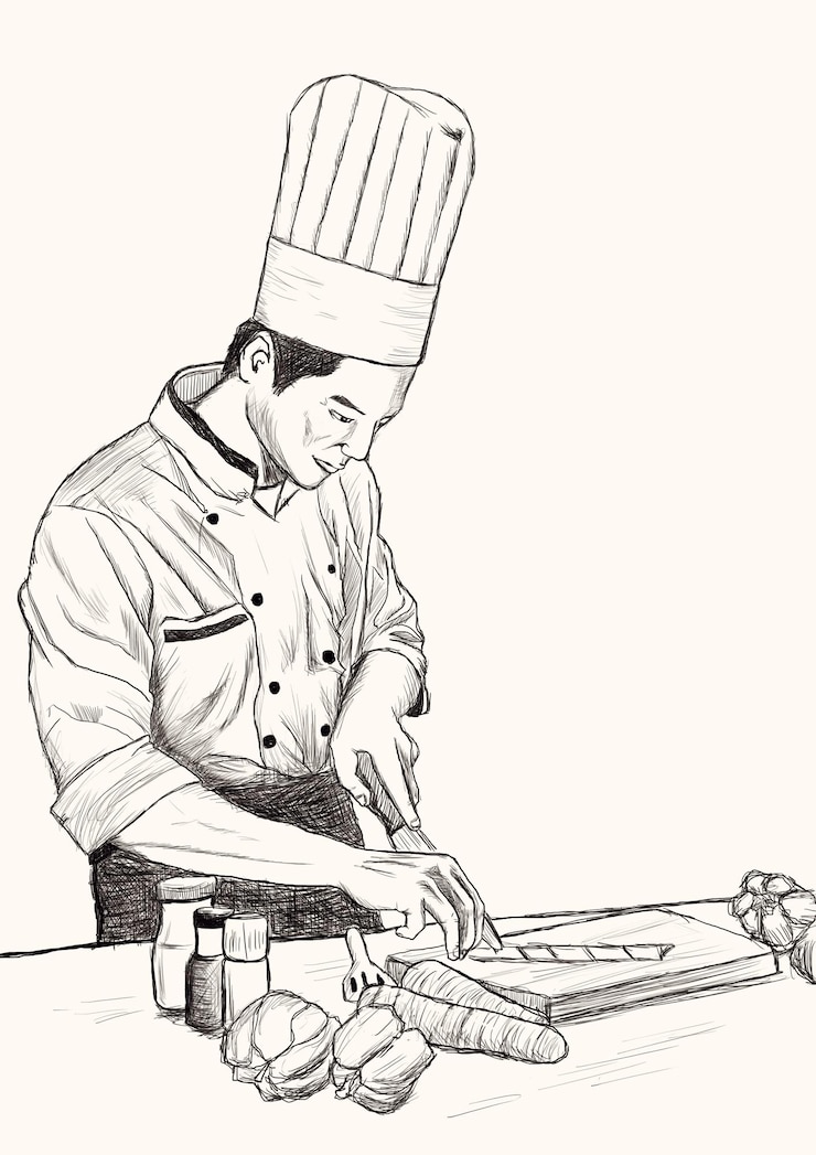 PSD ilustração de chef asiático