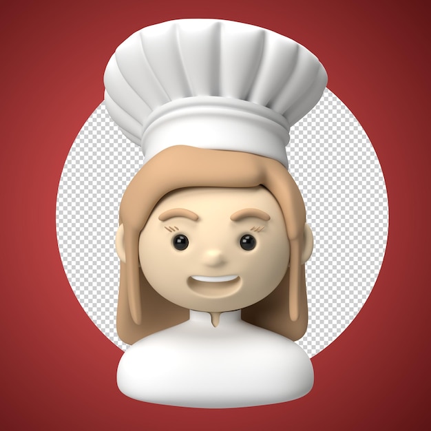 Ilustração de chef feminina em 3D com chapéu