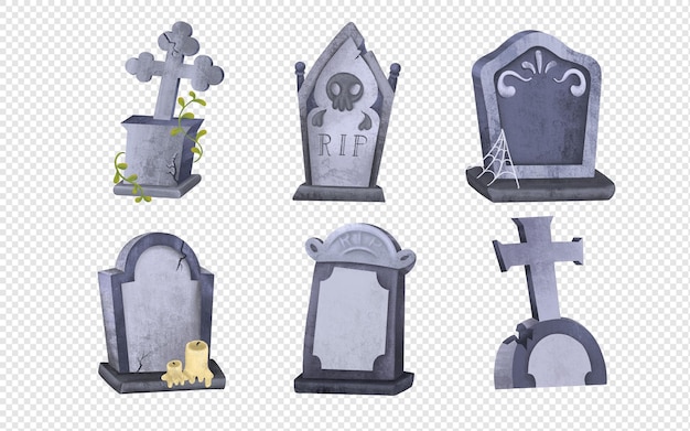 PSD ilustração de clipart de lápide de halloween